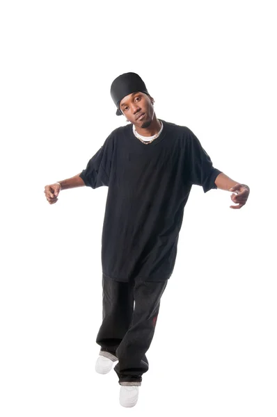 Legal jovem hip-hop homem no branco fundo — Fotografia de Stock
