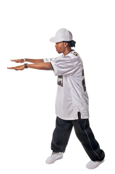 Mladé hip-hopová tanečnice na bílém pozadí — Stock fotografie