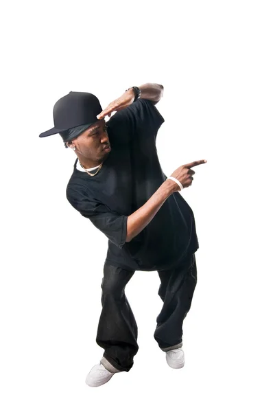 Cool hip-hop young man on white — Stock Photo, Image