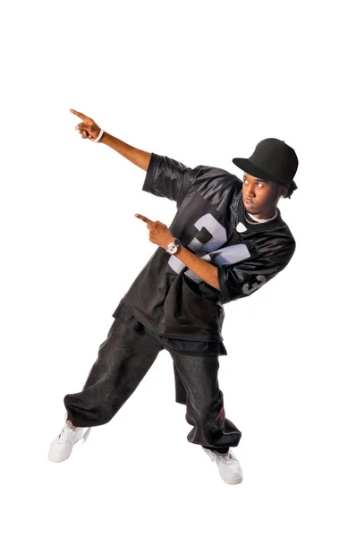 Fajny młody człowiek hip-hop na białym tle — Zdjęcie stockowe
