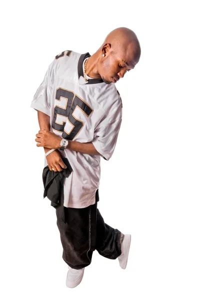 Fajny młody człowiek hip-hop na białym tle — Zdjęcie stockowe