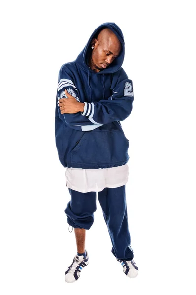 Cool mladík hip-hop na bílém pozadí — Stock fotografie