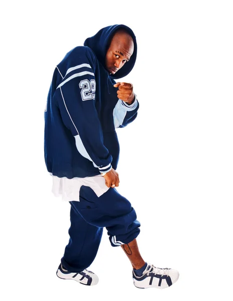 Cool hip-hop young man on white — Stock Photo, Image