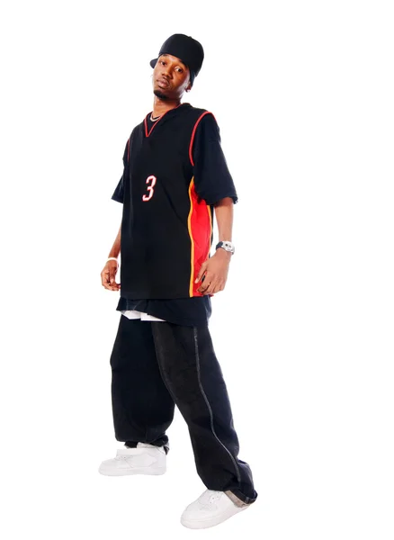 Hip-hop pohledný mladý muž v bílém — Stock fotografie