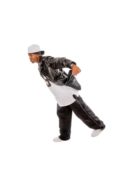 Cool young hip-hop man on white background — Stock Photo, Image