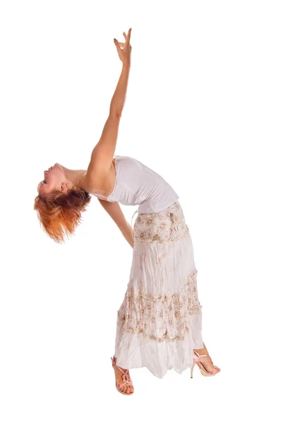 Red haired dancer on white — Stock Photo, Image