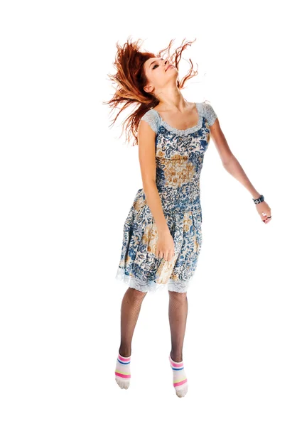 Red-haired dancer on white background — Stock Photo, Image