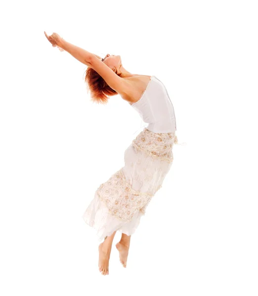 Dançarina de cabelos vermelhos no fundo branco — Fotografia de Stock