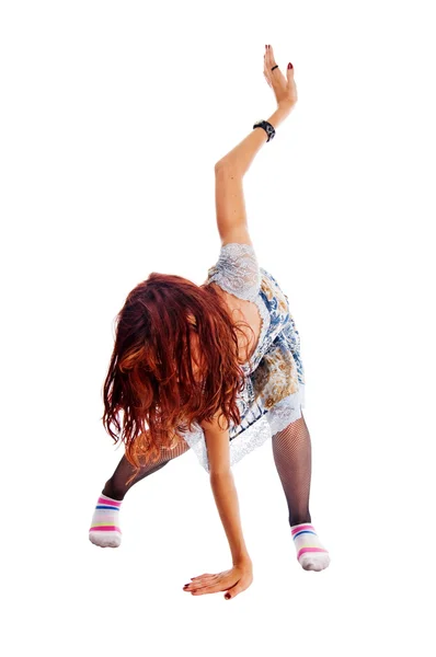 Červená holčička tančí — Stock fotografie