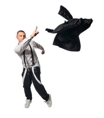 Fashionate hip-hop young man on white clipart