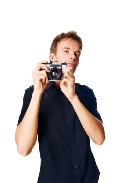 ชายหนุ่มที่มีกล้อง — ภาพถ่ายสต็อก