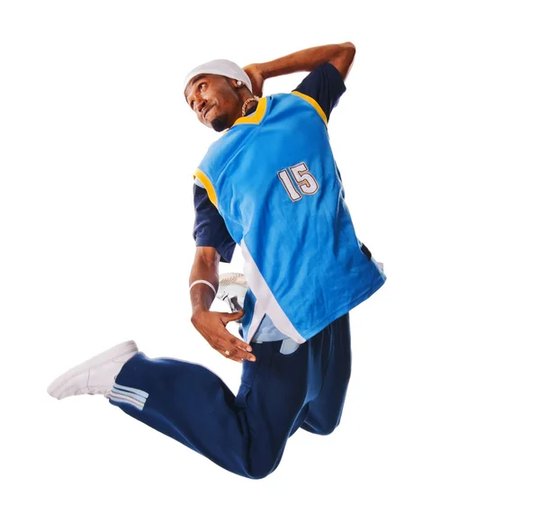 Breakdance performer on white background — Stock Photo, Image