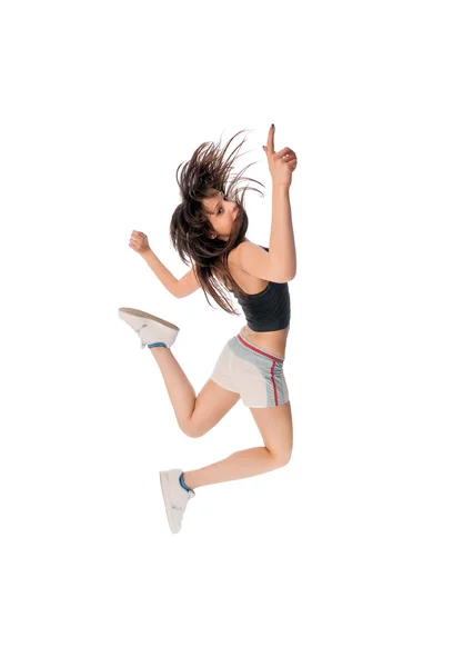 Fit girl with jumping high — Stock Photo, Image