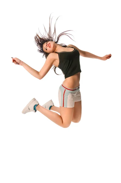 Meisje passen met hoog springen — Stockfoto