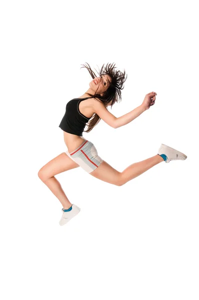 Fit dívka s vysoko skákat — Stock fotografie