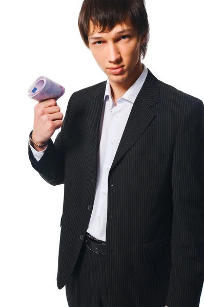 Handsome young man with cash — Stock Photo, Image