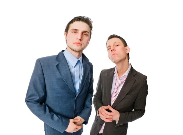 Deux hommes d'affaires sérieux sur blanc — Photo