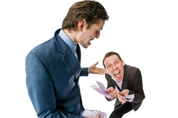 Two young businessmen with lots of cash — Stock Photo, Image