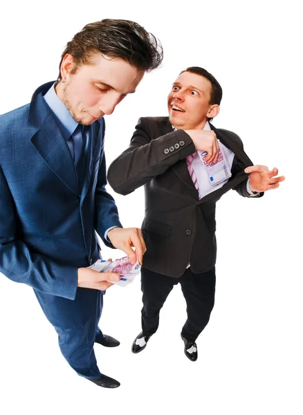 Two businessmen with lots of cash — Stock Photo, Image