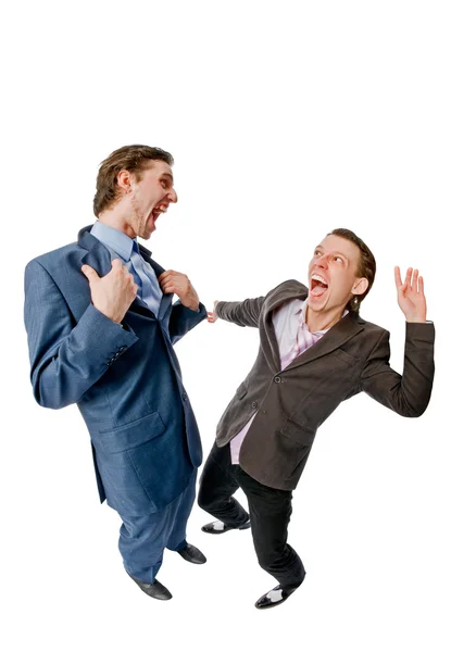 Två unga affärsmän diskuterar något — Stockfoto