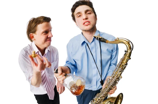 Musicians on white — Stock Photo, Image