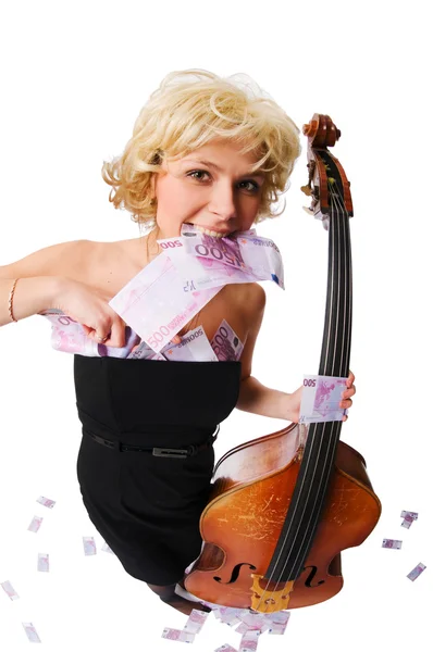 Musician with lots of cash — Stock Photo, Image