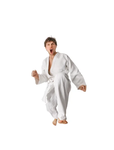 Karate vechter die een verhuizing — Stockfoto
