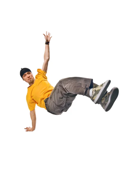 Cool breakdancer making out on white background — Stock Photo, Image