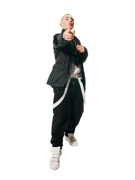 Fashionate hip-hop young man on white — Stock Photo, Image