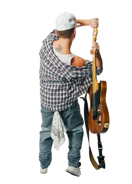 ギターを持つクールな音楽家 — ストック写真