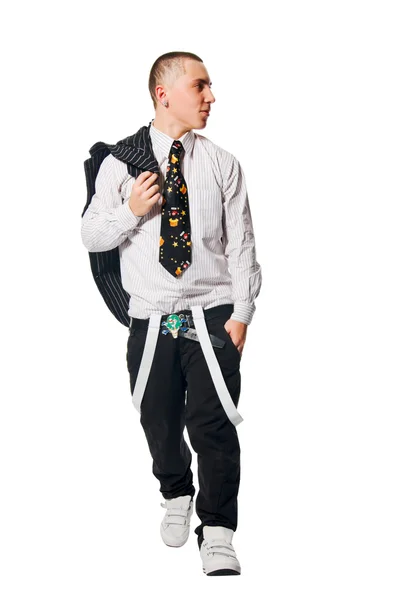 Fashionate hip-hopu młody mężczyzna na białym tle — Zdjęcie stockowe