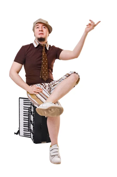Cool musician with concertina — Stock Photo, Image