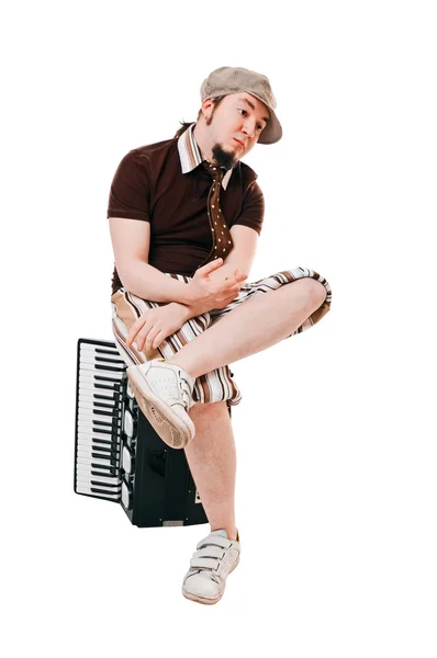 Крутой музыкант с аккордеоном — стоковое фото