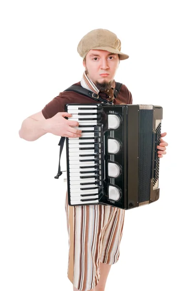 Músico legal com concertina — Fotografia de Stock