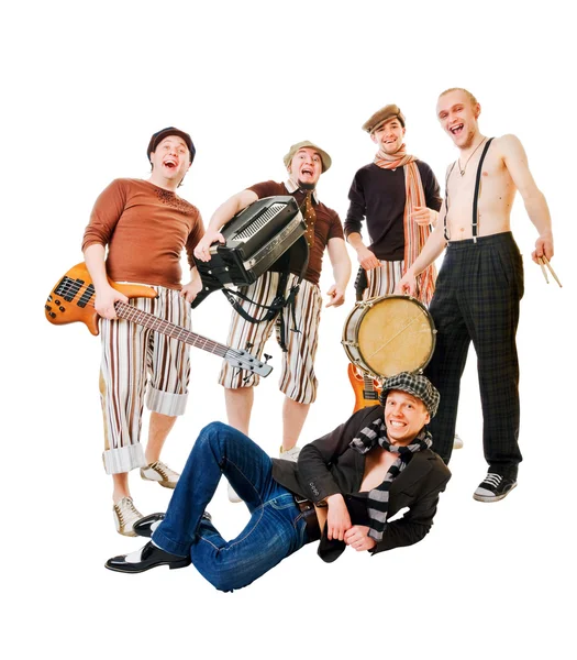 Banda musical con sus instrumentos en blanco —  Fotos de Stock