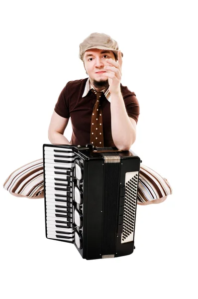 Super muzikant s concertina — Stock fotografie