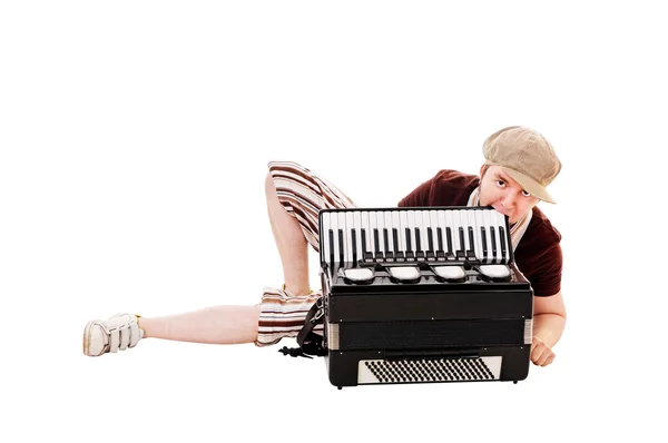 Cool musician with concertina — Stock Photo, Image
