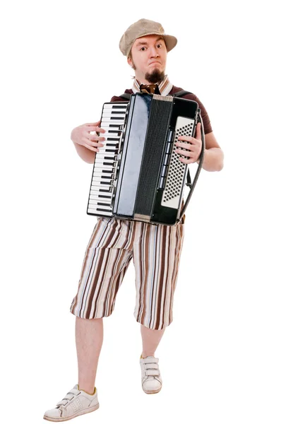 Cool musician with accordion — Stock Photo, Image