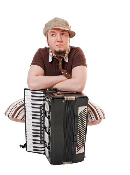Cool muzikant met accordeon — Stockfoto