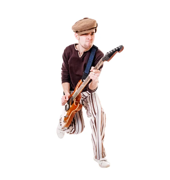 Cool guitarrista em branco — Fotografia de Stock