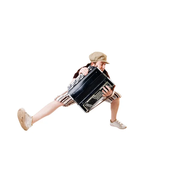 Крутой музыкант прыгает высоко — стоковое фото