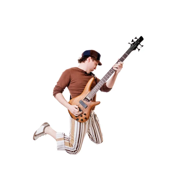 Super kytarista na bílém pozadí — Stock fotografie