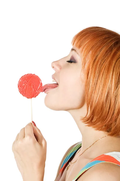 Beautiful girl with candy — Stock Photo, Image