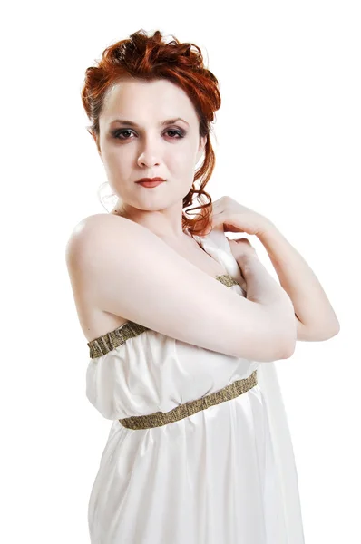 Dziewczyna ubrana w strój Grecki biały — Zdjęcie stockowe