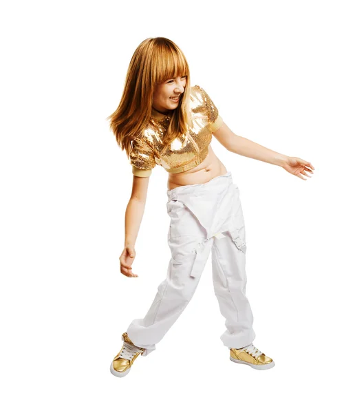 HipHop-Tänzerin isoliert auf weißem Hintergrund — Stockfoto