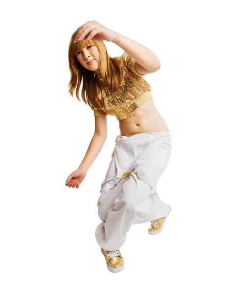 Танцівниця Hiphop ізольована на білому тлі — стокове фото