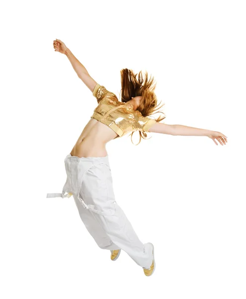 HipHop χορεύτρια που απομονώνονται σε λευκό φόντο — Φωτογραφία Αρχείου