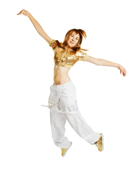 HipHop χορεύτρια που απομονώνονται σε λευκό φόντο — Φωτογραφία Αρχείου