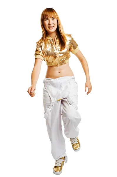 Danseuse hiphop isolée sur fond blanc — Photo