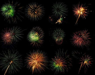 Collection of fireworks shots clipart